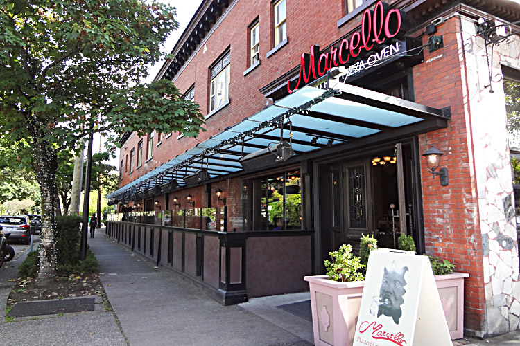 Marcello Pizzeria & Ristorante Renovation Patio and entrance with new sign by Paramount Projects General Contractors of Vancouver